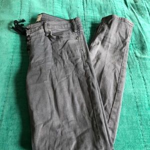 Gray lace-up front jeans